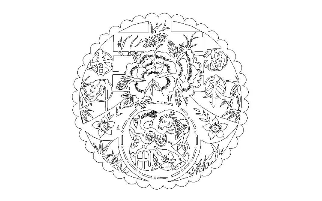 線(xiàn)切割春到福來(lái)圖紙